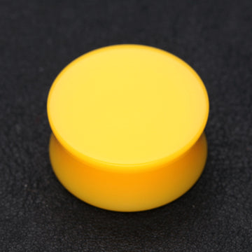 Detail View 1 of A Pair of Neon Colored UV Acrylic Double Flared Ear Gauge Plug-Yellow